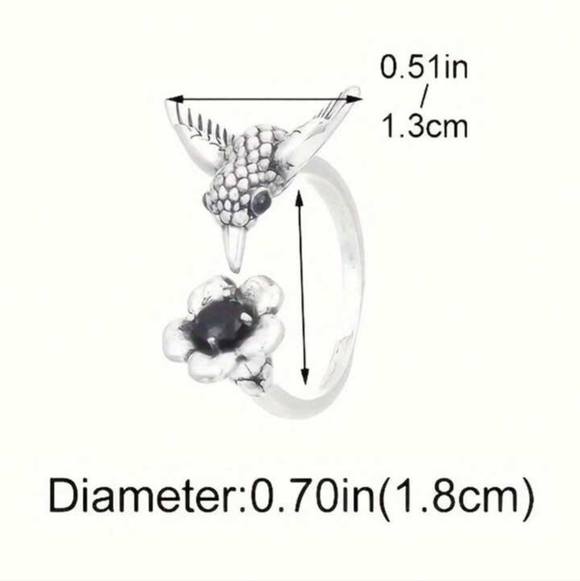NEW‼️Hummingbird and Flower Ring - Picture 3 of 6